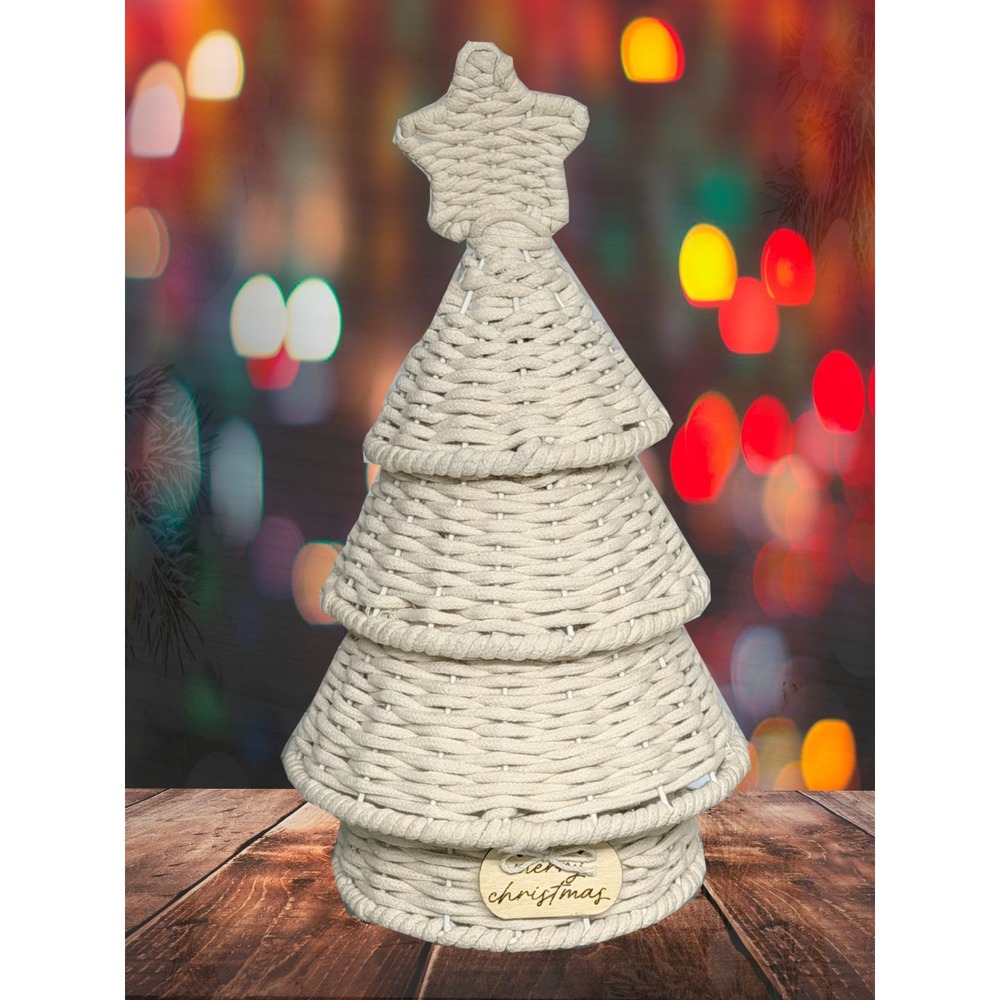 Nautical Rope Christmas Tree Natural Woven 15.5" Décor Handcrafted Macrame 1